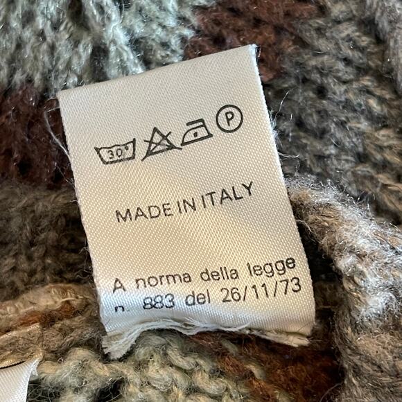 VINTAGE 70s Gisele de Lichiaa Paris Herringbone Cardigan Sweater Size Large - Picture 7 of 7